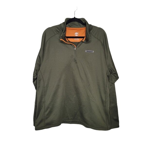 Timberland Mens size XL Green quarter zip long sleeve pullover thumb holes